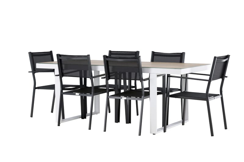 Merlo Matgrupp Utomhus cm Rektangulär med 6 Copacabana Utestolar - Vit - Utemöbler - Utegrupp - Matgrupper utomhus
