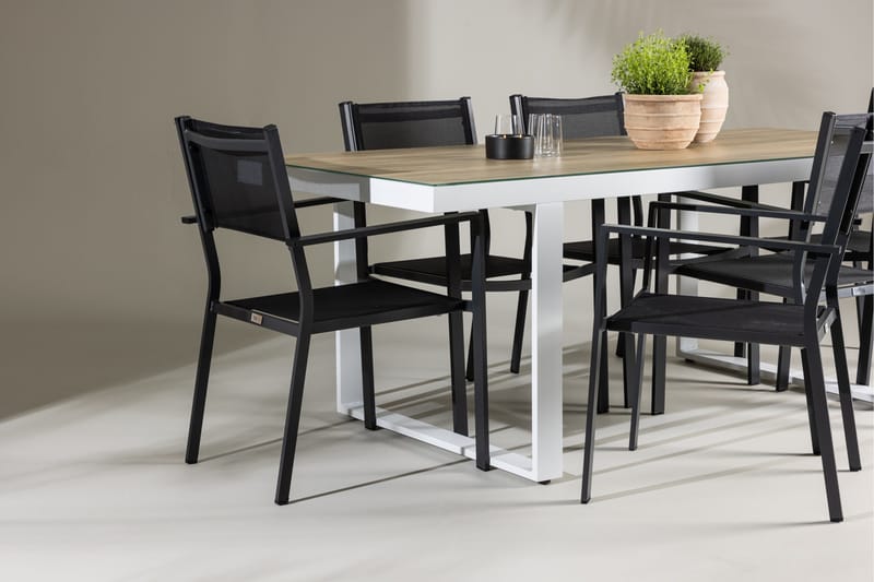 Merlo Matgrupp Utomhus cm Rektangulär med 6 Copacabana Utestolar - Vit - Utemöbler - Utegrupp - Matgrupper utomhus