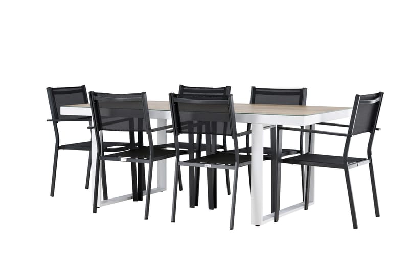 Merlo Matgrupp Utomhus cm Rektangulär med 6 Copacabana Utestolar - Vit - Utemöbler - Utegrupp - Matgrupper utomhus