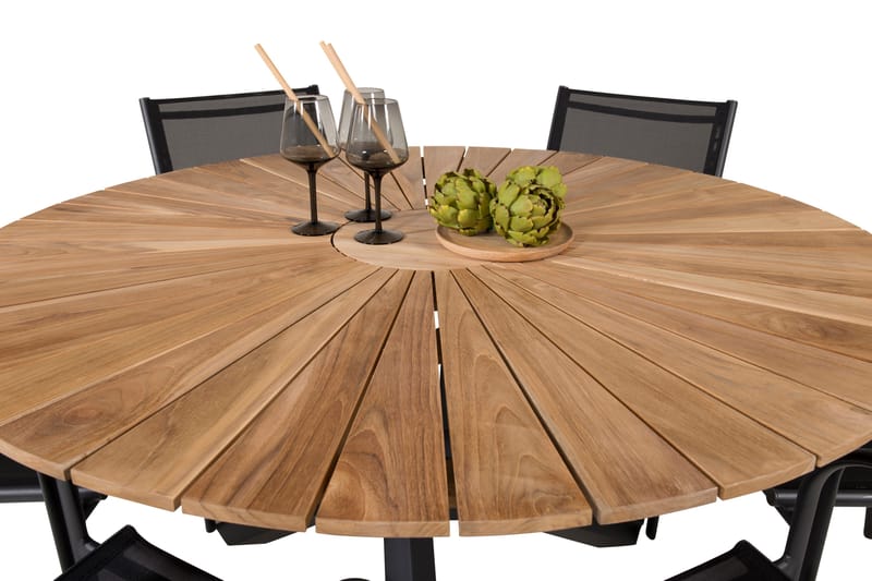 Mexico Matgrupp Utomhus Rund Ø140cm + 6 Santorini Karmstolar Utomhus - Svart/b - Utemöbler - Utegrupp - Matgrupper utomhus