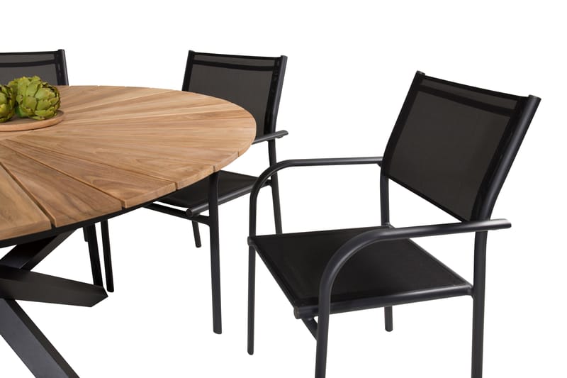 Mexico Matgrupp Utomhus Rund Ø140cm + 6 Santorini Karmstolar Utomhus - Svart/b - Utemöbler - Utegrupp - Matgrupper utomhus