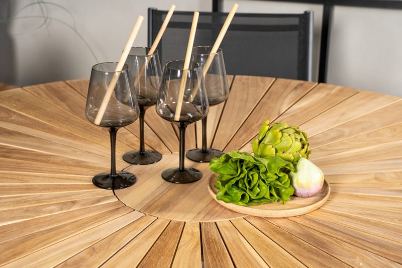 Mexico Matgrupp Utomhus Rund Ø140cm + 6 Santorini Karmstolar Utomhus - Svart/b - Utemöbler - Utegrupp - Matgrupper utomhus