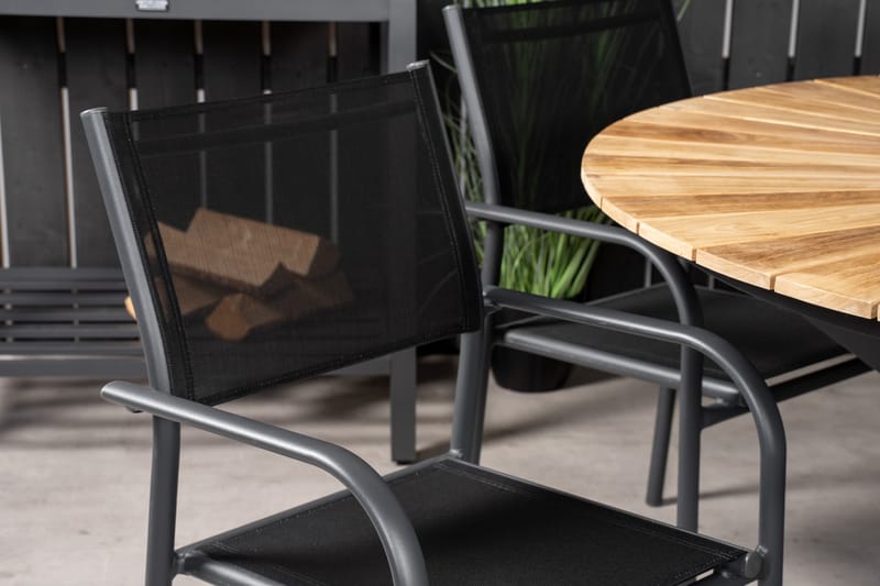 Mexico Matgrupp Utomhus Rund Ø140cm + 6 Santorini Karmstolar Utomhus - Svart/b - Utemöbler - Utegrupp - Matgrupper utomhus