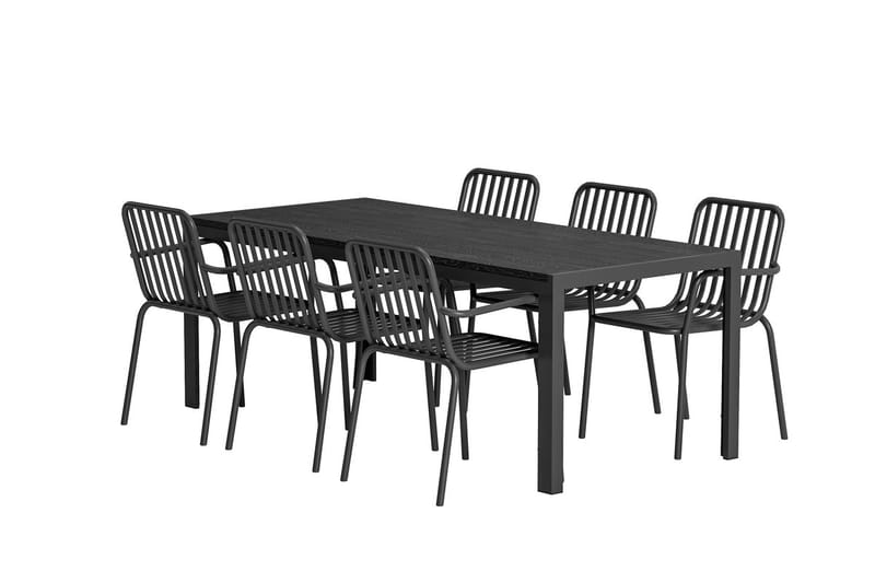 Mirko Matbord Utomhus 90x205 cm med 6 Peking Karmstol - Utemöbler - Utegrupp - Matgrupper utomhus