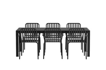 Mirko Matbord Utomhus 90x205 cm med 6 Peking Karmstol - Utemöbler - Utegrupp - Matgrupper utomhus