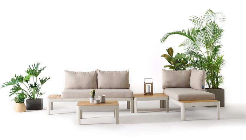 Modulset för utomhusbruk Portals 2x 2-sitssoffor + 2x soffbord - korallsand - Utemöbler - Utegrupp - Loungegrupp