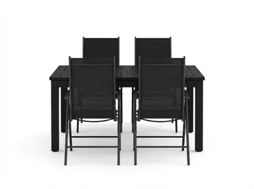 Monaco utomhus matgrupp förlängningsbart 150-250x90 med 4 Maggie positionsstolar - Svart/Grå - Utemöbler - Utegrupp - Matgrupper utomhus