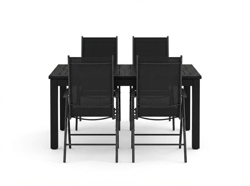 Monaco utomhus matgrupp förlängningsbart 150-250x90 med 4 Maggie positionsstolar - Svart/Grå - Utemöbler - Utegrupp - Matgrupper utomhus