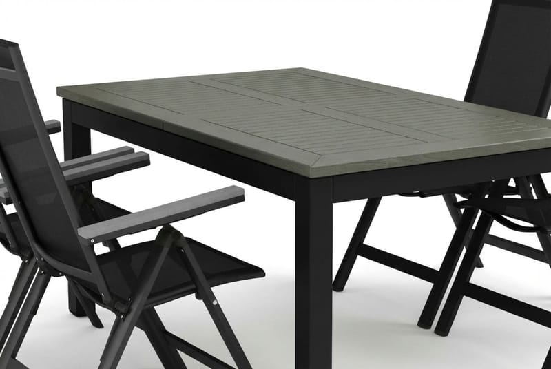Monaco utomhus matgrupp förlängningsbart 150-250x90 med 4 Monaco Light positionsstolar - Svart/Grå - Utemöbler - Utegrupp - Matgrupper utomhus