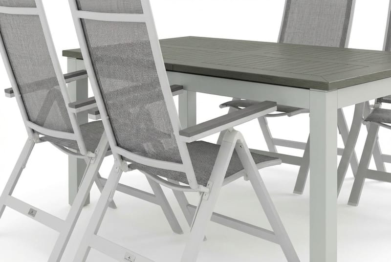 Monaco utomhus matgrupp förlängningsbart 150-250x90 med 4 Monaco Light positionsstolar - Vit/Grå - Utemöbler - Utegrupp - Matgrupper utomhus