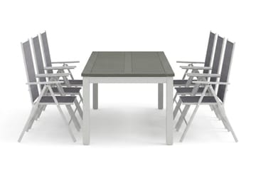 Monaco utomhus matgrupp förlängningsbart 210/310x90 med 6 Maggie positionsstolar - Vit/Grå - Utemöbler - Utegrupp - Matgrupper utomhus