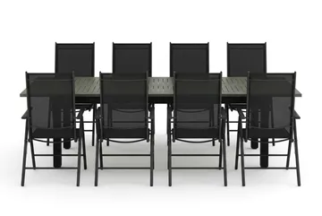 Monaco utomhus matgrupp förlängningsbart 210/310x90 med 8 Maggie positionsstolar - Svart/Grå - Utemöbler - Utegrupp - Matgrupper utomhus