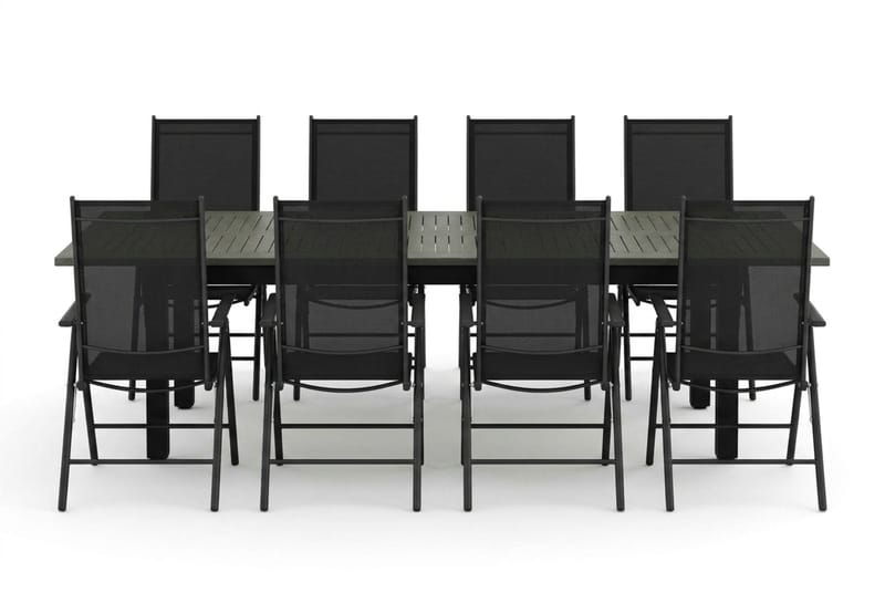 Monaco utomhus matgrupp förlängningsbart 210/310x90 med 8 Maggie positionsstolar - Svart/Grå - Utemöbler - Utegrupp - Matgrupper utomhus