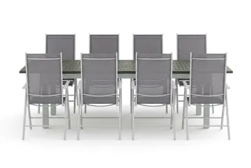 Monaco utomhus matgrupp förlängningsbart 210/310x90 med 8 Maggie positionsstolar - Vit/Grå - Utemöbler - Utegrupp - Matgrupper utomhus