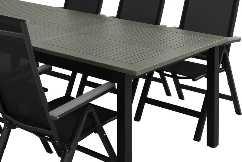 Monaco utomhus matgrupp förlängningsbart 210/310x90 med 8 Monaco Light positionsstolar - Svart/Grå - Utemöbler - Utegrupp - Matgrupper utomhus