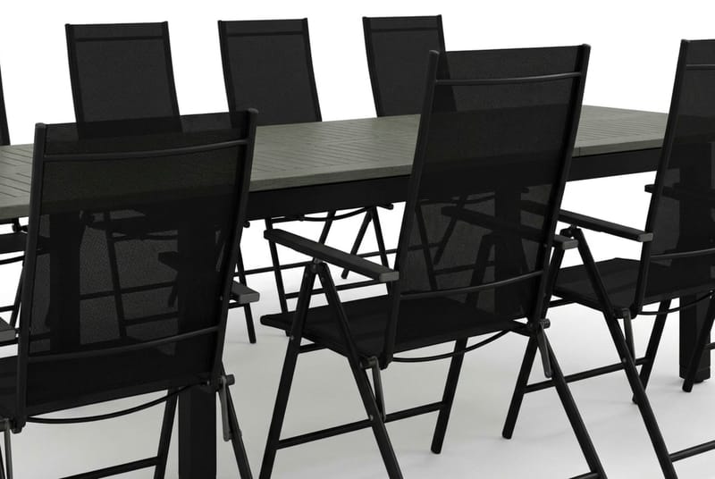 Monaco utomhus matgrupp förlängningsbart 210/310x90 med 8 Sanna positionsstolar - Svart/Grå - Utemöbler - Utegrupp - Matgrupper utomhus