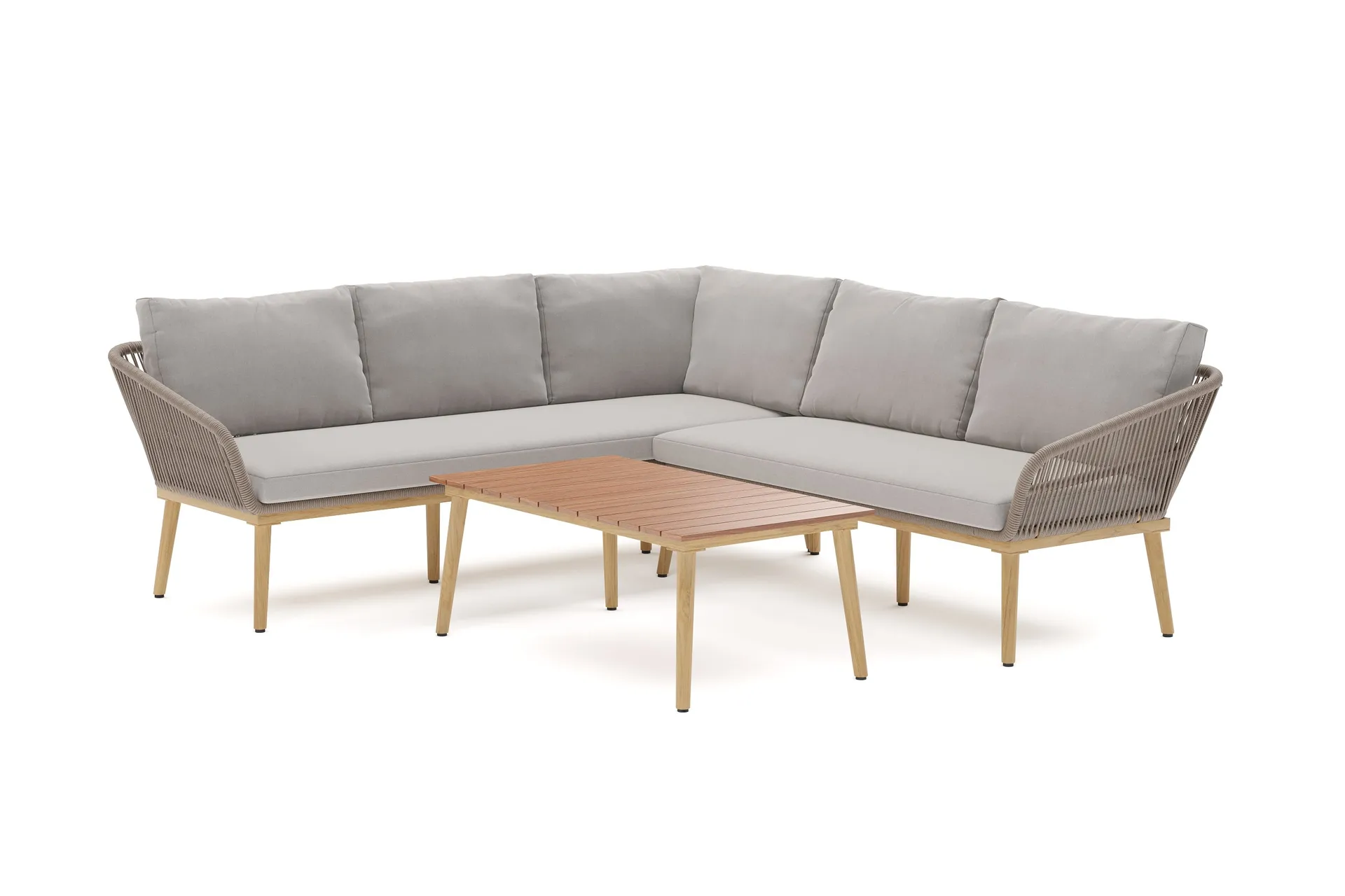 morrocco loungegrupp utomhus med repdetaljer för altan och terrass - brun