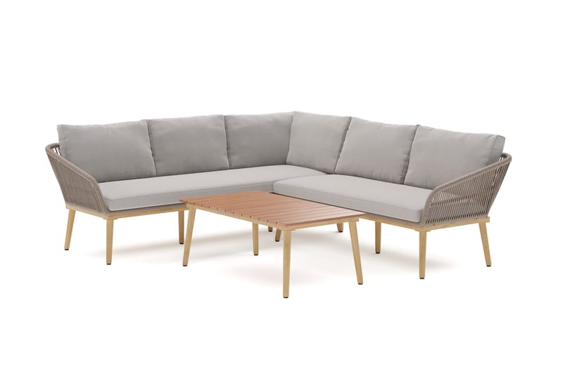 Morrocco Loungegrupp utomhus med repdetaljer för altan och terrass, Brun