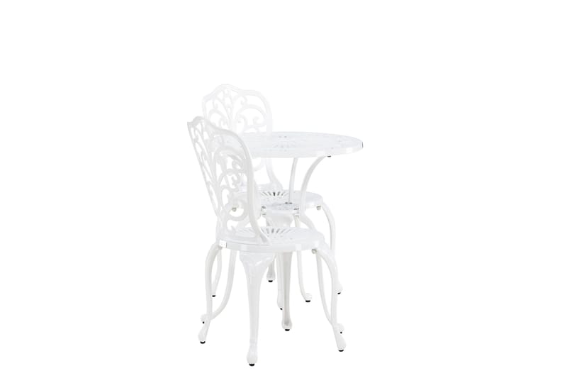 Nandin Matgrupp Utomhus + 2 Utestolar - Vit - Utemöbler - Utegrupp - Caféset