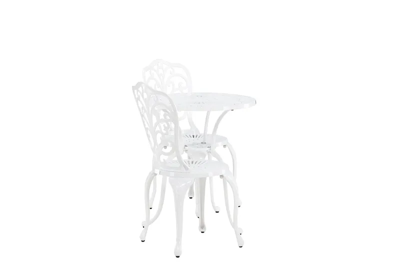 Nandin Matgrupp Utomhus + 2 Utestolar - Vit - Utemöbler - Utegrupp - Caféset