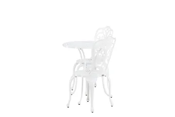Nandin Matgrupp Utomhus + 2 Utestolar - Vit - Utemöbler - Utegrupp - Caféset