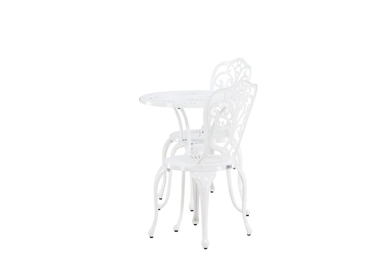 Nandin Matgrupp Utomhus + 2 Utestolar - Vit - Utemöbler - Utegrupp - Caféset