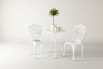 Nandin Matgrupp Utomhus + 2 Utestolar - Vit - Utemöbler - Utegrupp - Caféset