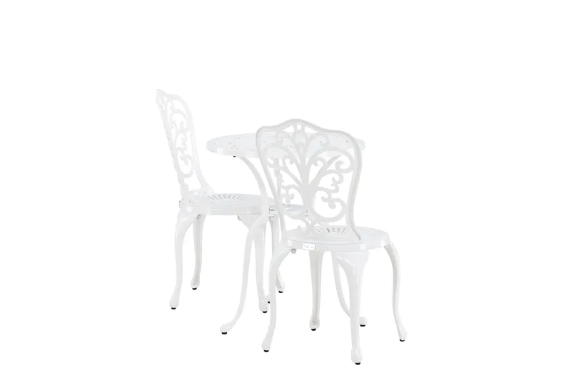 Nandin Matgrupp Utomhus + 2 Utestolar - Vit - Utemöbler - Utegrupp - Caféset