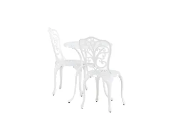 Nandin Matgrupp Utomhus + 2 Utestolar - Vit - Utemöbler - Utegrupp - Caféset