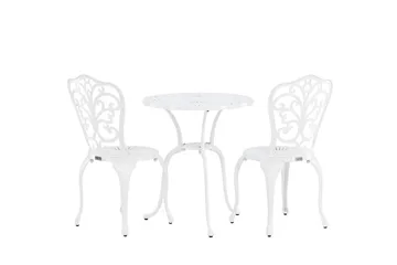 Nandin Matgrupp Utomhus + 2 Utestolar - Vit - Utemöbler - Utegrupp - Caféset