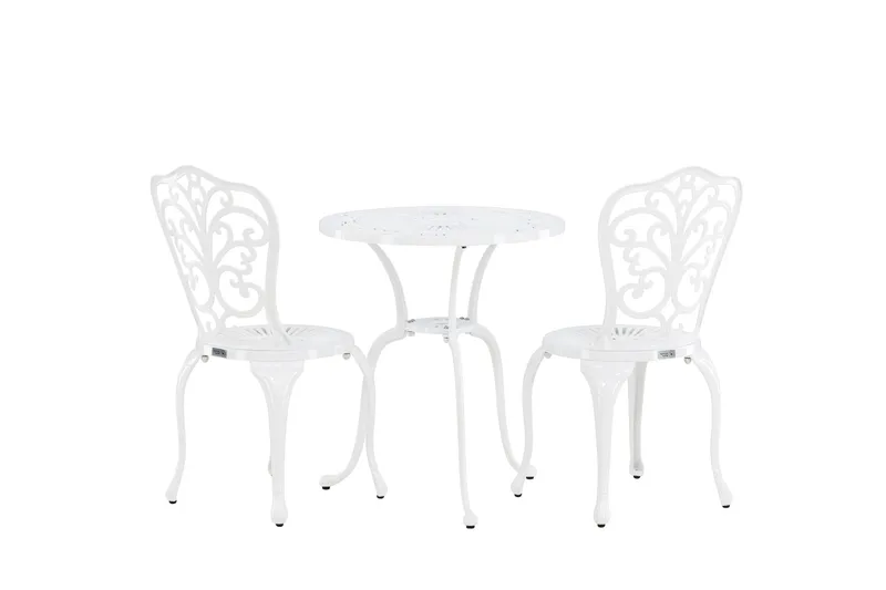 Nandin Matgrupp Utomhus + 2 Utestolar - Vit - Utemöbler - Utegrupp - Caféset