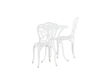 Nandin Matgrupp Utomhus + 2 Utestolar - Vit - Utemöbler - Utegrupp - Caféset