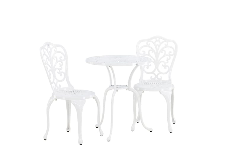 Nandin Matgrupp Utomhus + 2 Utestolar - Vit - Utemöbler - Utegrupp - Caféset