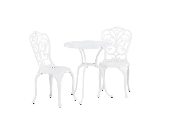 Nandin Matgrupp Utomhus + 2 Utestolar - Vit - Utemöbler - Utegrupp - Caféset
