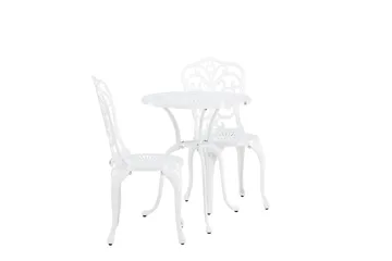 Nandin Matgrupp Utomhus + 2 Utestolar - Vit - Utemöbler - Utegrupp - Caféset