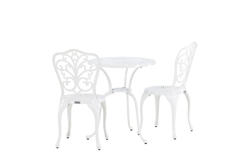 Nandin Matgrupp Utomhus + 2 Utestolar - Vit - Utemöbler - Utegrupp - Caféset