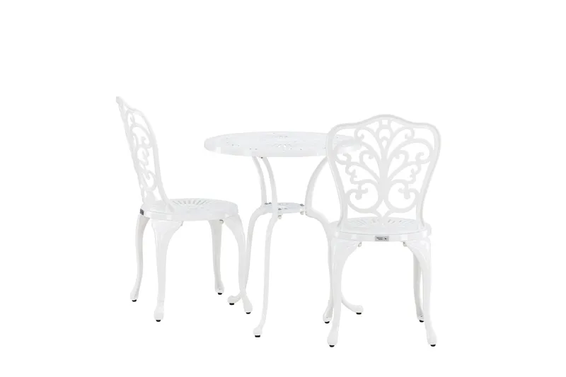 Nandin Matgrupp Utomhus + 2 Utestolar - Vit - Utemöbler - Utegrupp - Caféset