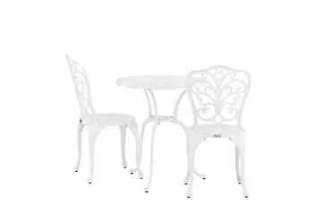 Nandin Matgrupp Utomhus + 2 Utestolar - Vit - Utemöbler - Utegrupp - Caféset