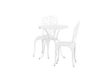 Nandin Matgrupp Utomhus + 2 Utestolar - Vit - Utemöbler - Utegrupp - Caféset