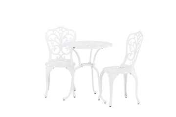 Nandin Matgrupp Utomhus + 2 Utestolar - Vit - Utemöbler - Utegrupp - Caféset
