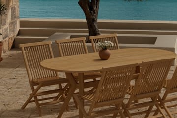 Ovalt matbord Kenya 200 cm Utomhus med 6 Kenya Utestol Hopfällbar - Utemöbler - Utegrupp - Matgrupper utomhus