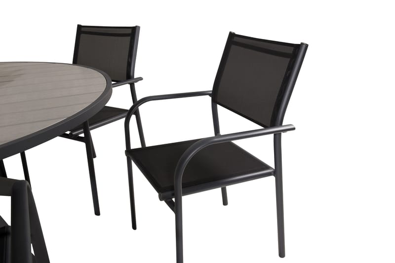 Parma Matgrupp Utomhus 140 cm Rund med 6 Santorini Utestolar - Svart - Utemöbler - Utegrupp - Matgrupper utomhus