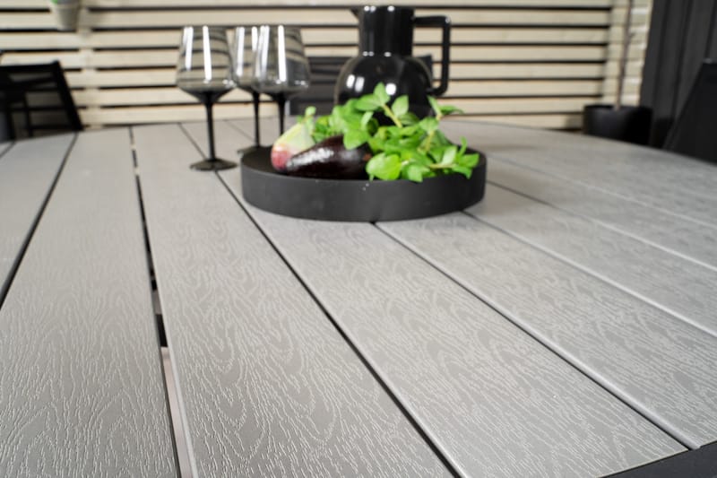 Parma Matgrupp Utomhus 140 cm Rund med 6 Santorini Utestolar - Svart - Utemöbler - Utegrupp - Matgrupper utomhus