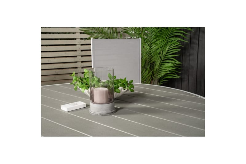 PARMA Matgrupp Utomhus Rund Ø140cm + 6 Break Positionsstolar Vit/Grå - Utemöbler - Utegrupp - Matgrupper utomhus