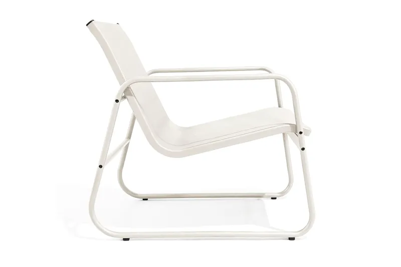 Pelanda Loungegrupp  - Soffa och 2 fåtöljer i stål soffbord med frostad glasskiva - Ljusbeige - Utemöbler - Utegrupp - Loungegrupp