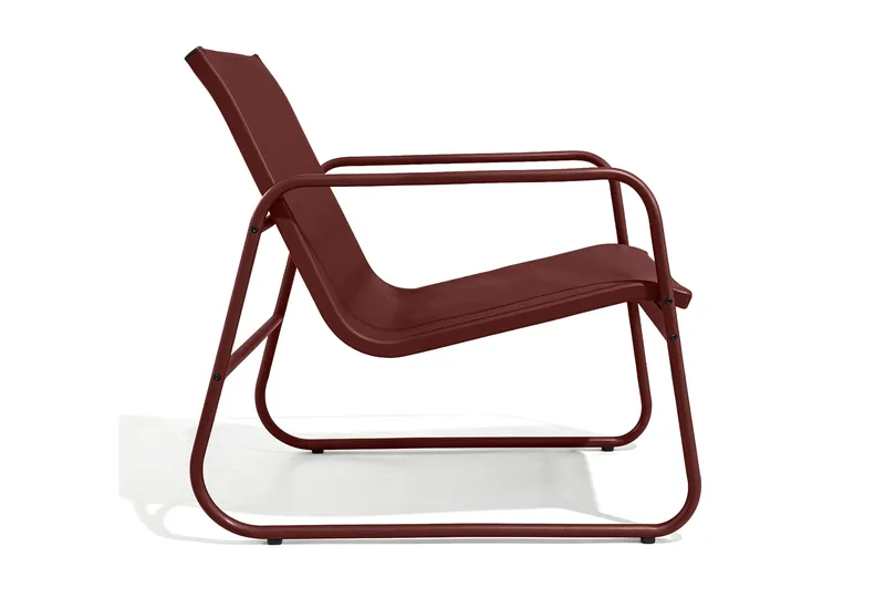 Pelanda Loungegrupp  - Soffa och 2 fåtöljer i stål soffbord med frostad glasskiva - Röd - Utemöbler - Utegrupp - Loungegrupp