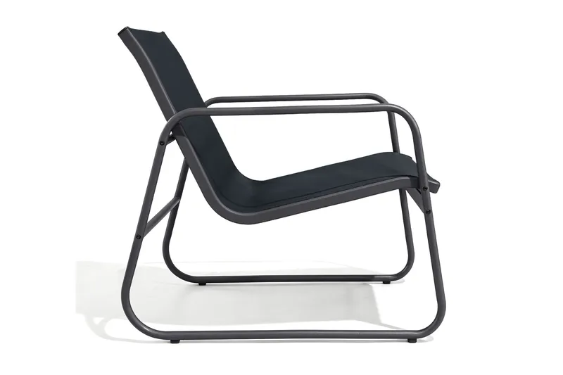 Pelanda Loungegrupp  - Soffa och 2 fåtöljer i stål soffbord med frostad glasskiva - Svart - Utemöbler - Utegrupp - Loungegrupp