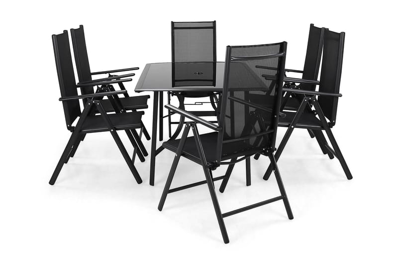 PRIMAVERA Bord 150x90 + 6 Stolar Svart - Matgrupper utomhus