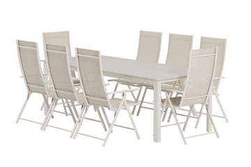 Rektangulärt matbord Levels 229 cm Utomhus med 8 Levanzo Karmstol - Utemöbler - Utegrupp - Matgrupper utomhus