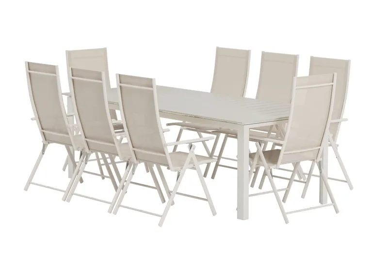 Rektangulärt matbord Levels 229 cm Utomhus med 8 Levanzo Karmstol - Utemöbler - Utegrupp - Matgrupper utomhus